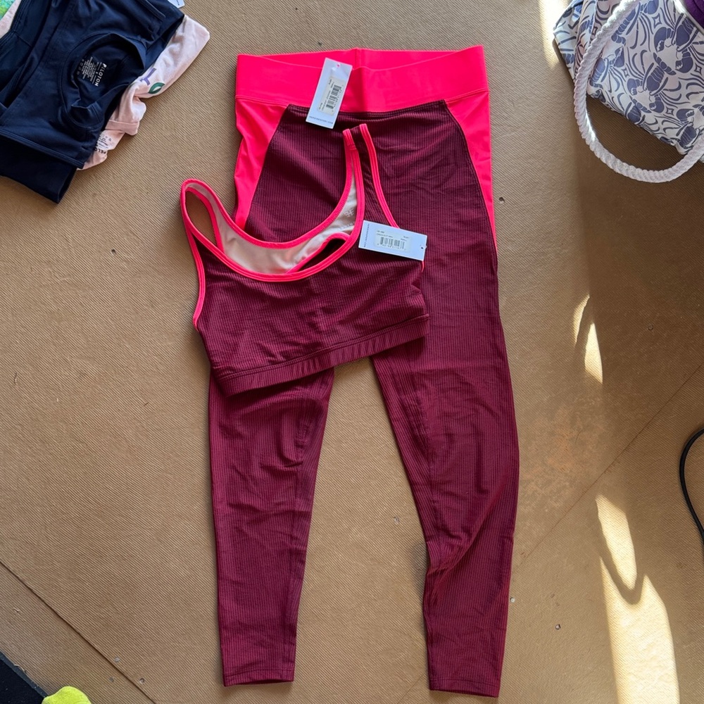 Heroine Sport Pink and Burgundy Sports Bra size small set.